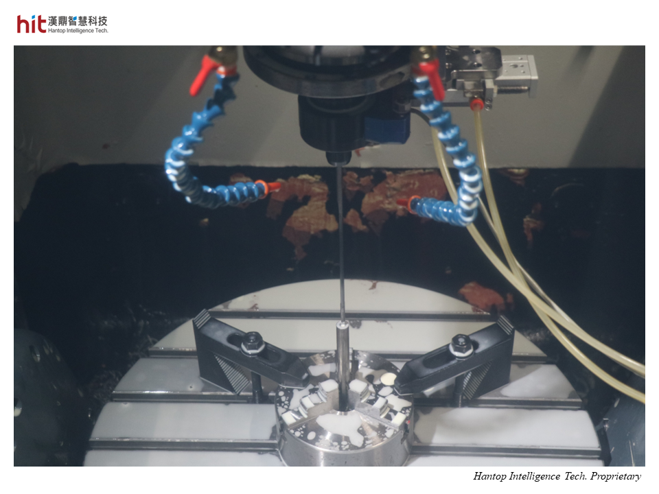 汉鼎超声波辅助加工模组应用于45号碳钢枪钻深孔实际加工过程